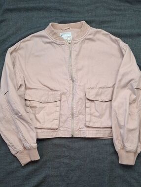 Primark Denim Co Dusty Pink Cropped Cargo Bomber Jacket Small